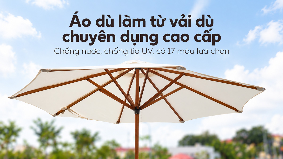 Áo dù gỗ đứng tâm