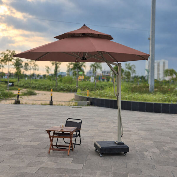 Dù tròn lệch tâm màu nâu nhạt