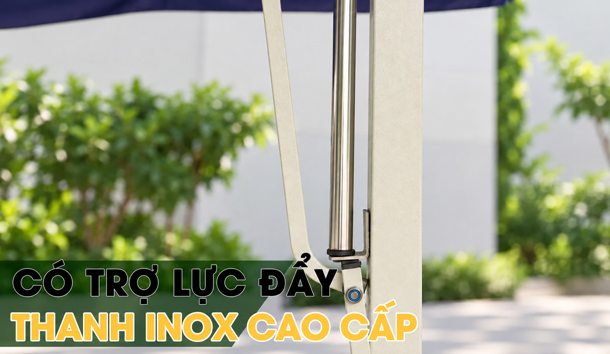 Thanh inox trợ lực cho dù lệch tâm